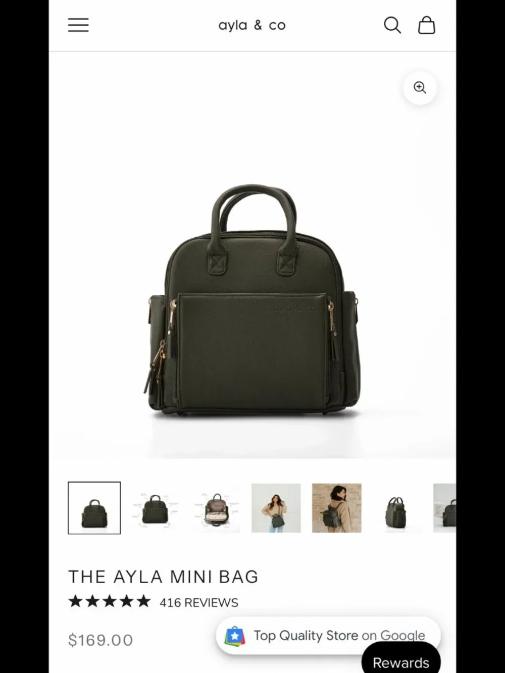 Ayla & Co Olive Green Baby Backpack - Women's Diaper Bag